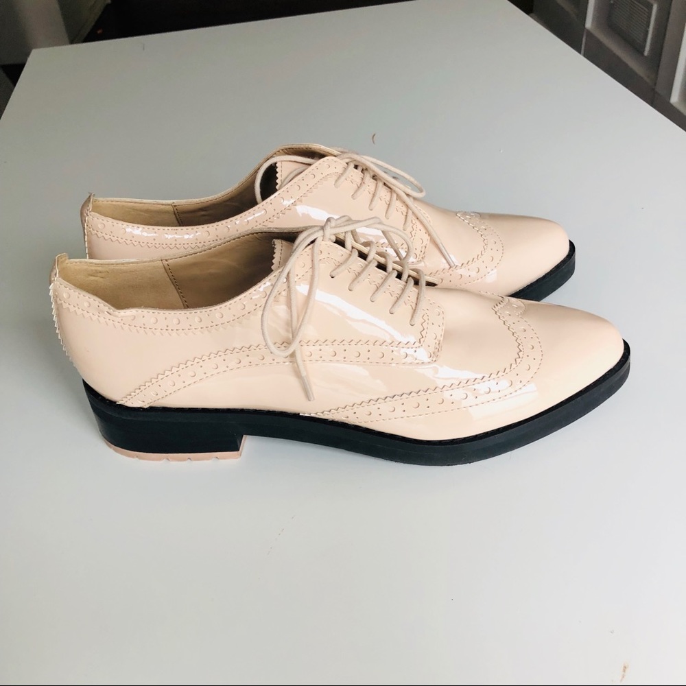 Pale Pink Pleather Oxfords